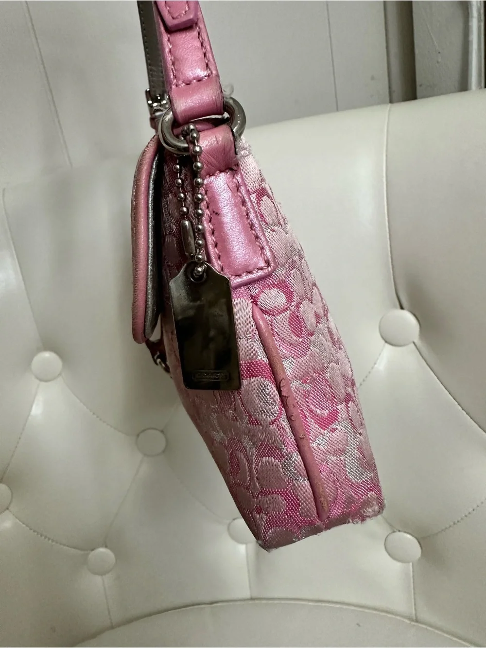 Coach Pink Signature Jacquard Shoulder Clutch